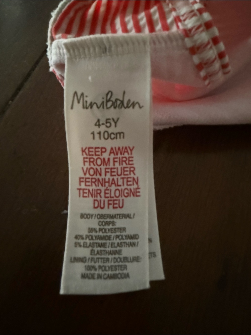 Mini Boden Red & White Striped Ruffle Bikini Set - Picture 3 of 4